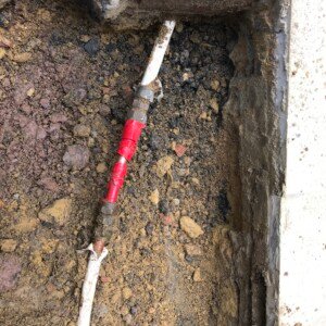 Oil line found leaking with joint fitted underground.